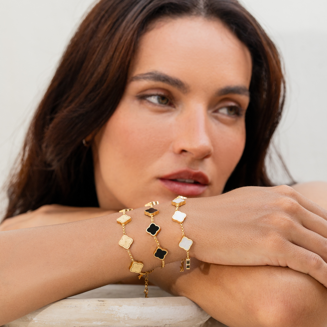 Celine Clover Bracelet - Black-Gold