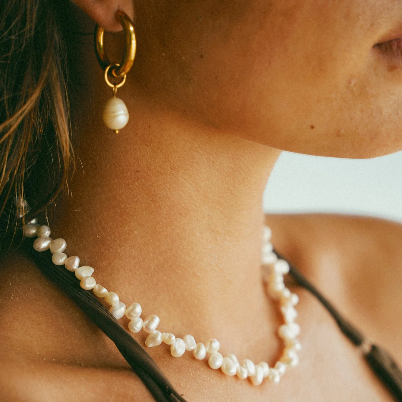 Colette Pearl Drop Hoop