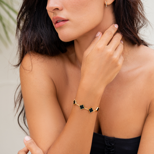 Celine Clover Bracelet - Black-Gold